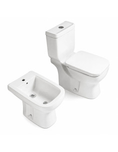 Combo Inodoro Largo Mochila y Bidet Monoagujero Aura